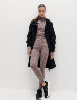 Thermal Jacquard Animal Print Half Zip Fitted Top