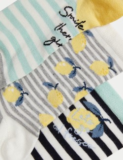 3 páry kotníkových ponožek Sumptuously Soft™ s motivem citrónů