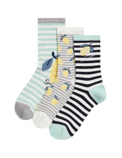3pk Sumptuously Soft™ Lemon Ankle Socks