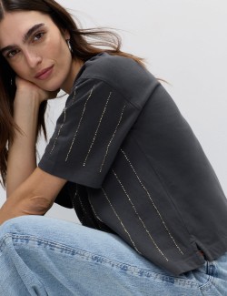 Zdobené tričko z čisté bavlny