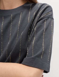 Pure Cotton Embellished T-Shirt
