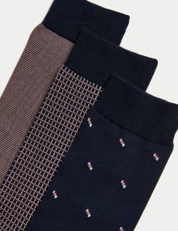 3 páry ponožek v různém provedení s vysokým podílem egyptské bavlny