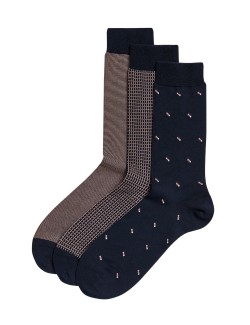 3 páry ponožek v různém provedení s vysokým podílem egyptské bavlny
