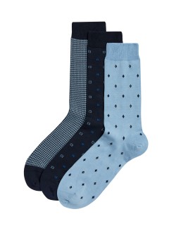 3pk Foulard Egyptian Cotton Rich Socks