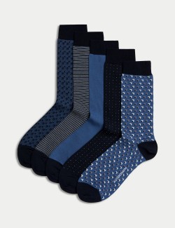 5pk Geometric Modal Pima Cotton Socks