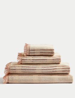 Pure Cotton Striped Fringed Towel