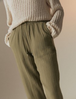 Zúžené kalhoty s texturou, z čisté bavlny