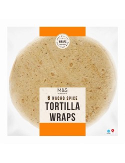 6 pšeničných tortill s mletým kořením, sušenou paprikou kapií a sušeným oreganem