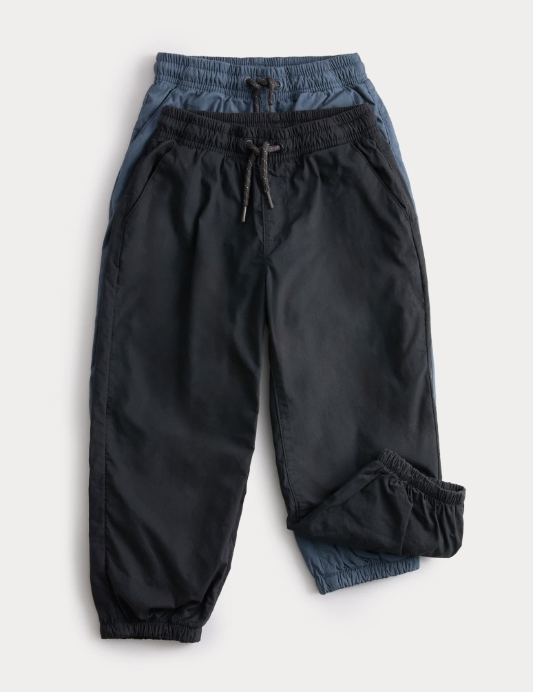 2pk Cotton Rich Pull On Trousers (2-8 Yrs)