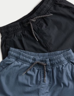 2pk Cotton Rich Pull On Trousers (2-8 Yrs)