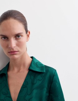 Floral Jacquard Midi Wrap Dress