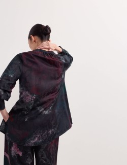 Printed Ruched Sleeve Blouse