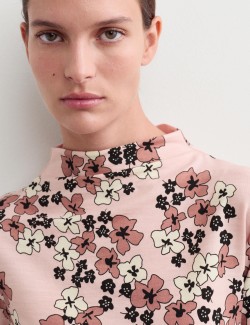 Jersey Wool Elastane Printed Roll Neck