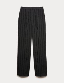 Jacquard Striped Straight Leg Trousers