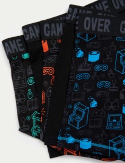 3pk Cotton with Stretch Gaming Trunks (5-16 Yrs)