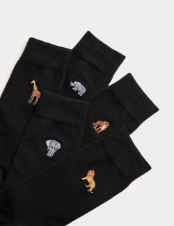 5 párů ponožek Cool & Fresh™, s vysokým podílem bavlny a motivem safari