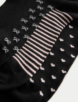 5pk Supersoft Patterned Ankle High Socks