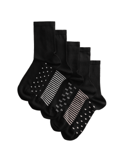 5pk Supersoft Patterned Ankle High Socks