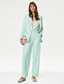 Pleat Front Relaxed Straight Trousers
