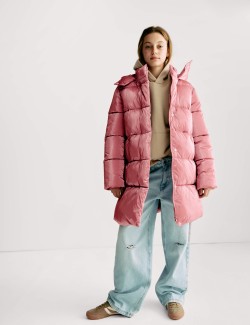 Zateplený dlouhý kabát s kapucí (6–16 let)