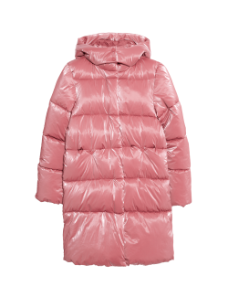 Zateplený dlouhý kabát s kapucí (6–16 let)