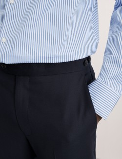 Keprové oblekové kalhoty z čisté vlny, mírně projmutý střih