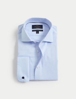 Slim Fit Luxury Cotton Double Cuff Twill Shirt