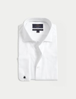 Keprová košile úzkého střihu z luxusní bavlny s dvojitou manžetou
