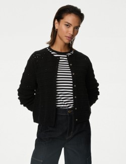 Cotton Rich Textured Pointelle Cardigan