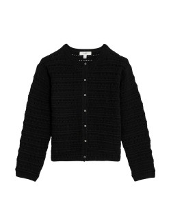 Cotton Rich Textured Pointelle Cardigan