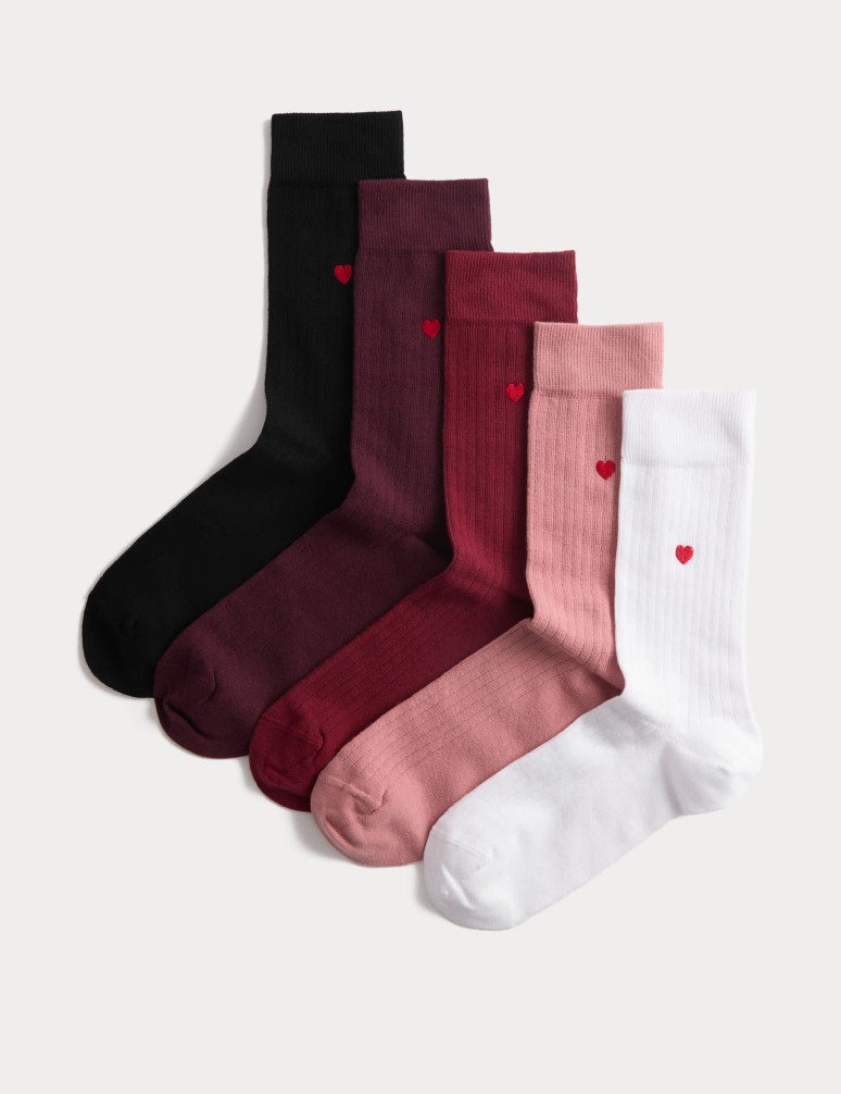 5 Pack Cool & Fresh™ Valentines Cotton Rich Socks
