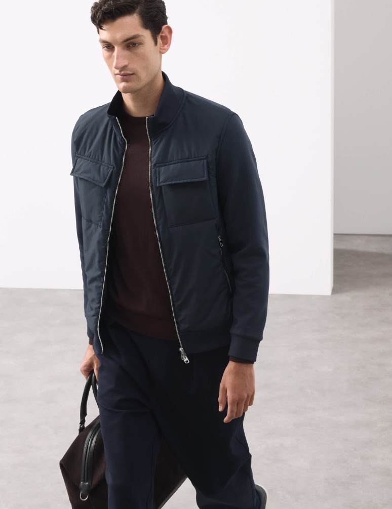 Bunda na zip s kapsami a vysokým podílem bavlny