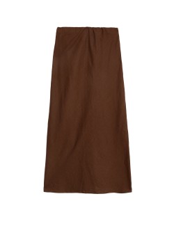 Linen Blend Midaxi Slip Skirt