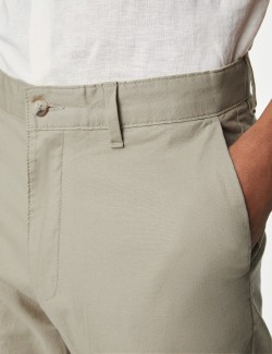 Strečové kalhoty chino ze směsi lnu, normální střih