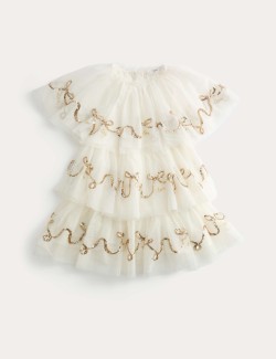 Nabírané šaty se síťovinou a flitry (2–10 let)