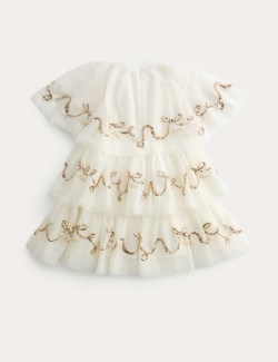 Nabírané šaty se síťovinou a flitry (2–10 let)