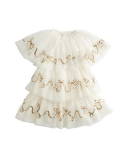 Nabírané šaty se síťovinou a flitry (2–10 let)