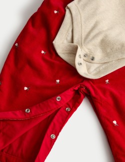 Dvoudílný outfit s kalhotami s laclem, květinový vzor, s vysokým podílem bavlny (0–3 roky)