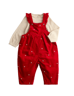 Dvoudílný outfit s kalhotami s laclem, květinový vzor, s vysokým podílem bavlny (0–3 roky)