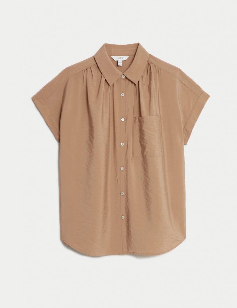 Collared Cap Sleeve Shirt