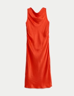 Pure Silk Cowl Neck Waisted Dress