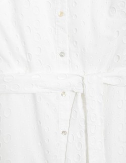 Košilové midi šaty z čisté bavlny s výšivkou
