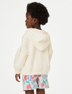 Mikina na zip s kapucí, potiskem a vysokým podílem bavlny (2–8 let)