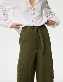 Praktické kalhoty se širokými nohavicemi, ze směsi lyocellu