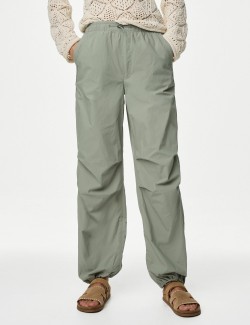 Pure Cotton Drawstring Parachute Trousers