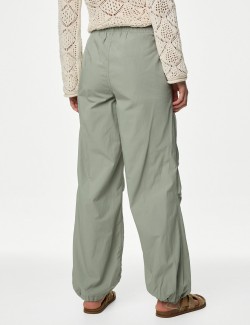 Pure Cotton Drawstring Parachute Trousers