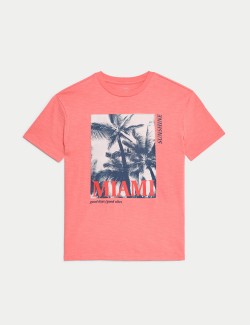 Tričko z čisté bavlny s nápisem „Miami“ (6–15 let)