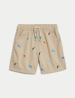Pure Cotton Embroidered Shorts (2-8 Yrs)