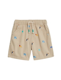 Pure Cotton Embroidered Shorts (2-8 Yrs)