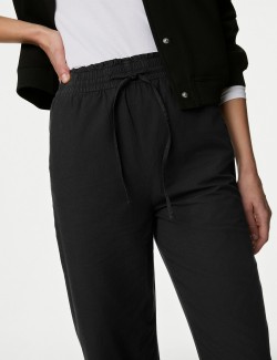 Pure Cotton Straight Leg Ankle Grazer Trousers